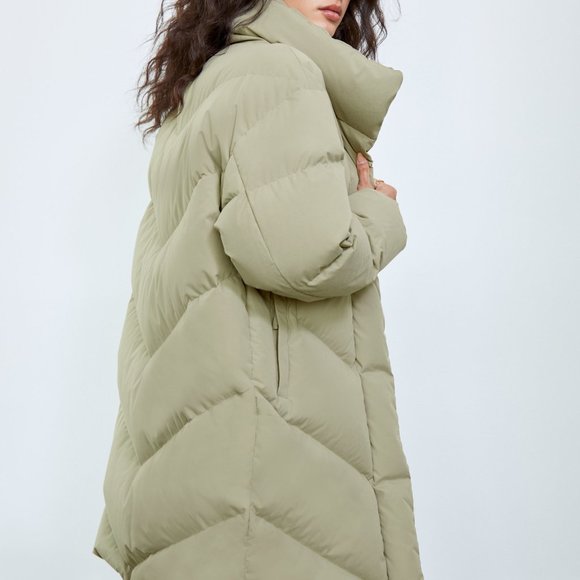 Wilfred Jackets & Coats Aritzia Wilfred Cloud Puff Midi Dry Basil